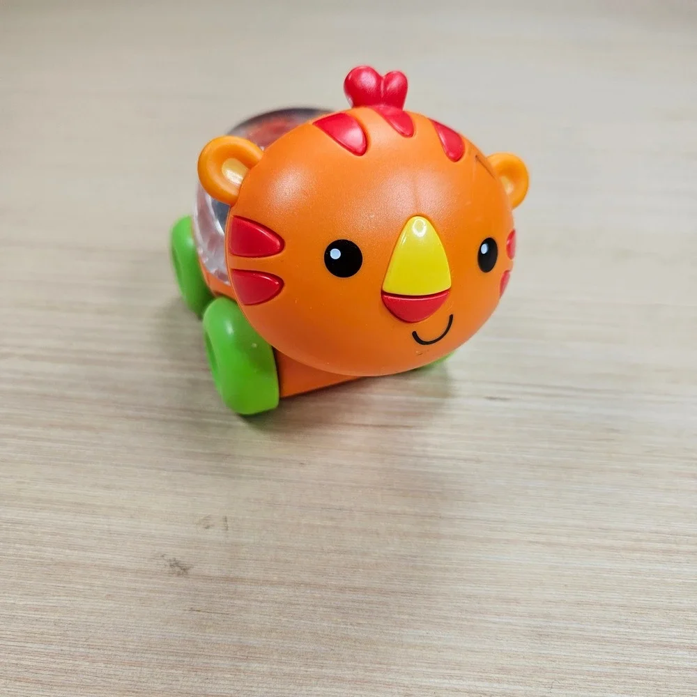 Fisher-Price Poppity Pop Tiger Infant Toy Rattle Roller Crawl Toy Orange